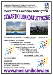 XXIV edycja zawodów dziecięcych „Czwartki Lekkoatletyczne” XXIV edycja zawodów dziecięcych „Czwartki Lekkoatletyczne”