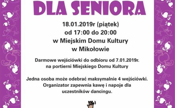 WYDARZENIE ODWOŁANE Dancing dla Seniorów WYDARZENIE ODWOŁANE Dancing dla Seniorów