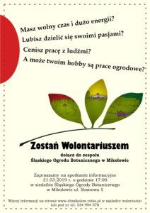 Zostań Wolontariuszem Śląskiego Ogrodu Botanicznego Zostań Wolontariuszem Śląskiego Ogrodu Botanicznego