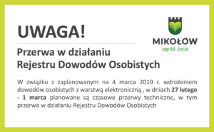 Przerwa w działaniu Rejestru Dowodów Osobistych Przerwa w działaniu Rejestru Dowodów Osobistych