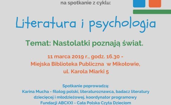 Literatura i psychologia: Nastolatki poznają świat Literatura i psychologia: Nastolatki poznają świat