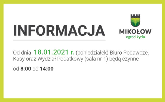 Zmiana godzin pracy Urzędu Zmiana godzin pracy Urzędu