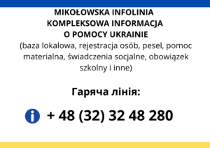 MIKOŁOWSKA POWIATOWA DWUJĘZYCZNA INFOLINIA – POMOC DLA UKRAINY (32) 32 48 280