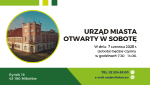 Informacja o pracy Urzędu Miasta w dniach 7.06.2025 r. i 20.06.2025 r. Informacja o pracy Urzędu Miasta w dniach 7.06.2025 r. i 20.06.2025 r.