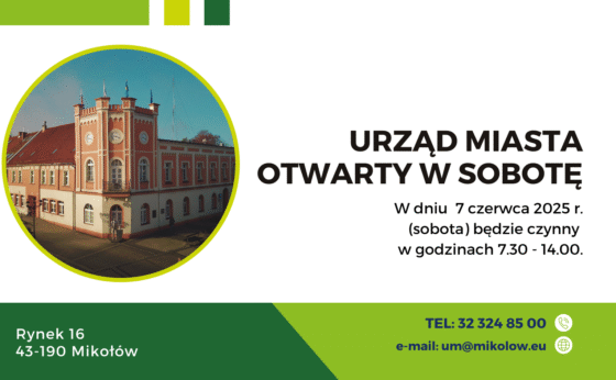 Informacja o pracy Urzędu Miasta w dniach 7.06.2025 r. i 20.06.2025 r. Informacja o pracy Urzędu Miasta w dniach 7.06.2025 r. i 20.06.2025 r.